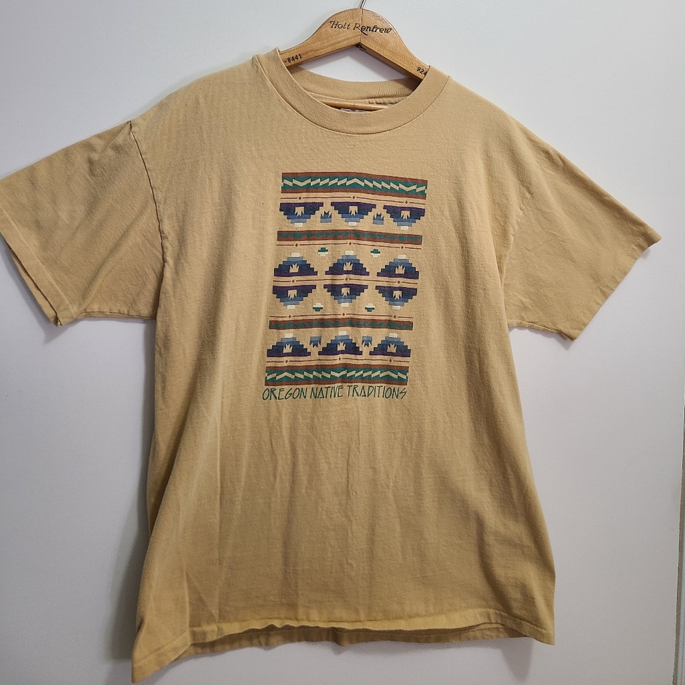 Vintage Hanes 90s Single Stitch - Oregon Native Traditions Single  - Size L